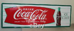 Coca Cola Fishtail Signs Vintage Style Embossed Large 54 x 18 Country Store