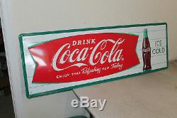 Coca Cola Fishtail Signs Vintage Style Embossed Large 54 x 18 Country Store