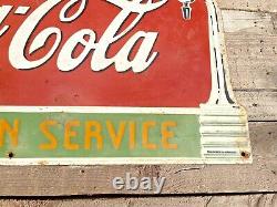 Coca Cola Fountain Service 1930's Old Vintage Rare Porcelain Enamel Sign Board