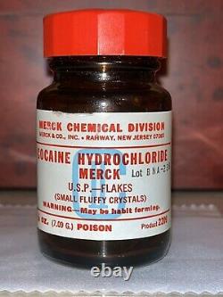 Cocaine Hydrochloride Merck Bottle 1/4 Ounce Vintage Rare Make Offer