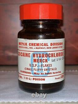 Cocaine Hydrochloride Merck Bottle 1/4 Ounce Vintage Rare Make Offer