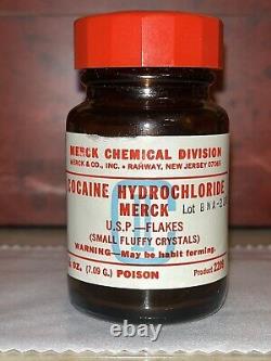 Cocaine Hydrochloride Merck Bottle 1/4 Ounce Vintage Rare Make Offer