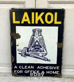 Collectible Vintage LAIKOL Porcelain Enamel Original Antique Rare Sign Board