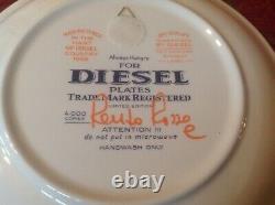 Diesel Clothing Extremely Rare Ceramic Wall Plates X3 Signed Vintage Brand New