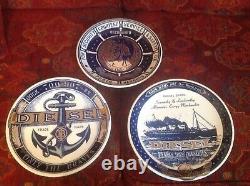 Diesel Clothing Extremely Rare Ceramic Wall Plates X3 Signed Vintage Brand New