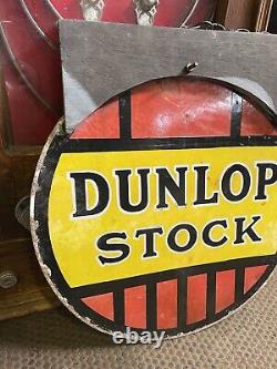 Dunlop stock double sided vintage Hanging enamel sign Rare