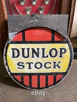 Dunlop stock double sided vintage Hanging enamel sign Rare