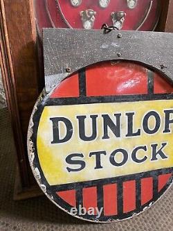 Dunlop stock double sided vintage Hanging enamel sign Rare