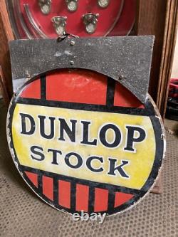 Dunlop stock double sided vintage Hanging enamel sign Rare
