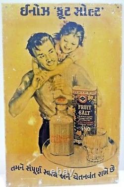 ENO's Fruit Salt Vintage Advertising Tin Sign Depicting Father Daughter Rare#F