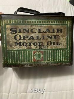 Early Rare Vintage Sinclair Opaline Motor Oil Pinstripe Half Gallon Can