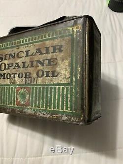 Early Rare Vintage Sinclair Opaline Motor Oil Pinstripe Half Gallon Can