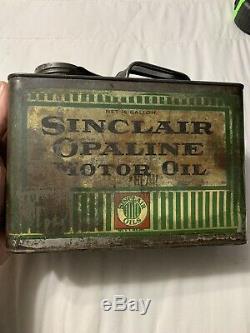 Early Rare Vintage Sinclair Opaline Motor Oil Pinstripe Half Gallon Can