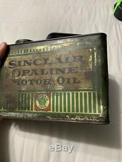 Early Rare Vintage Sinclair Opaline Motor Oil Pinstripe Half Gallon Can