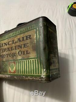 Early Rare Vintage Sinclair Opaline Motor Oil Pinstripe Half Gallon Can