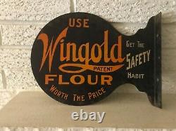 Early Rare Vintage Wingold Flour Flange Advertising Sign Winona Minnesota Mn