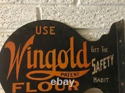 Early Rare Vintage Wingold Flour Flange Advertising Sign Winona Minnesota Mn