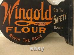 Early Rare Vintage Wingold Flour Flange Advertising Sign Winona Minnesota Mn