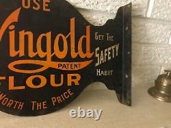 Early Rare Vintage Wingold Flour Flange Advertising Sign Winona Minnesota Mn