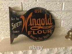 Early Rare Vintage Wingold Flour Flange Advertising Sign Winona Minnesota Mn