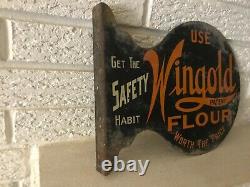 Early Rare Vintage Wingold Flour Flange Advertising Sign Winona Minnesota Mn