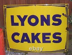 Enamel Sign Lyons Cakes Fine Example of this Large Original Rare Vintage Sign