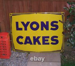 Enamel Sign Lyons Cakes Fine Example of this Large Original Rare Vintage Sign