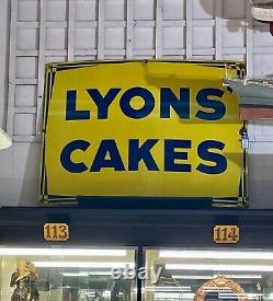 Enamel Sign Lyons Cakes Fine Example of this Large Original Rare Vintage Sign