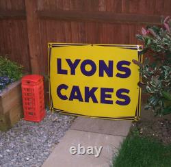 Enamel Sign Lyons Cakes Original Large Famous Vintage Rare Sign Stunning Example