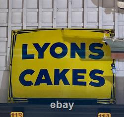 Enamel Sign Lyons Cakes Original Large Famous Vintage Rare Sign Stunning Example