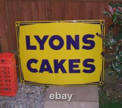 Enamel Sign Lyons Cakes Original Large Famous Vintage Rare Sign Stunning Example