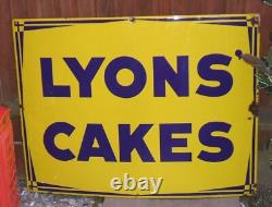 Enamel Sign Lyons Cakes Original Large Famous Vintage Rare Sign Stunning Example