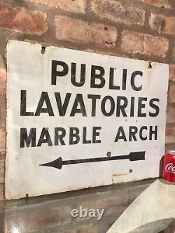Enamel Sign Original Old Rare Advertising Antique Vintage Public Lavatories D/s