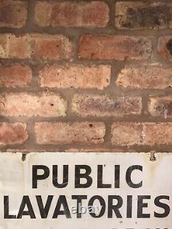 Enamel Sign Original Old Rare Advertising Antique Vintage Public Lavatories D/s