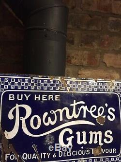 Enamel Sign Rowntrees Original Old Rare Advertising Antique Collectable Vintage