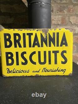 Enamel sign Britannia biscuits original old rare advertising antique Vintage