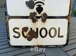 Extreamly Rare Vintage School Enamel Road Sign