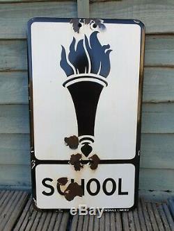 Extreamly Rare Vintage School Enamel Road Sign