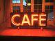 Extremely Rare Neon 1940s Vintage CAFE doublesided hanging sign