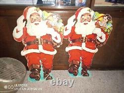 Extremely Rare Vintage Woolworths Father Christmas Store Display 60s Santa x2