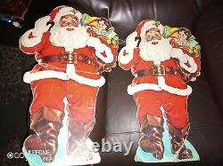 Extremely Rare Vintage Woolworths Father Christmas Store Display 60s Santa x2