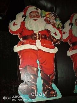 Extremely Rare Vintage Woolworths Father Christmas Store Display 60s Santa x2