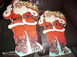 Extremely Rare Vintage Woolworths Father Christmas Store Display 60s Santa x2