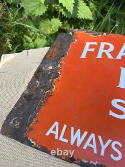 FRANKLYN'S FINE SHAGG VINTAGE double sided Enamel Sign, Antique, RARE, 1920s