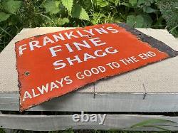 FRANKLYN'S FINE SHAGG VINTAGE double sided Enamel Sign, Antique, RARE, 1920s