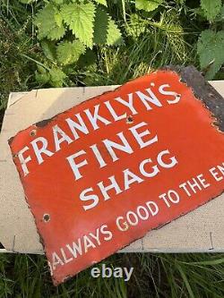 FRANKLYN'S FINE SHAGG VINTAGE double sided Enamel Sign, Antique, RARE, 1920s
