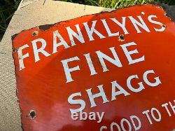 FRANKLYN'S FINE SHAGG VINTAGE double sided Enamel Sign, Antique, RARE, 1920s