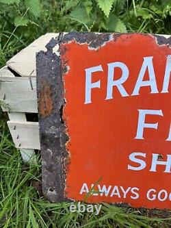 FRANKLYN'S FINE SHAGG VINTAGE double sided Enamel Sign, Antique, RARE, 1920s