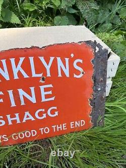 FRANKLYN'S FINE SHAGG VINTAGE double sided Enamel Sign, Antique, RARE, 1920s