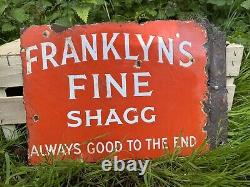 FRANKLYN'S FINE SHAGG VINTAGE double sided Enamel Sign, Antique, RARE, 1920s